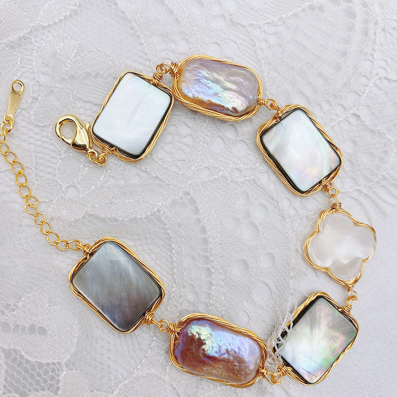 AS012 ROSAS New Arrival Baroque Seashell Lucky Leaf Bracelet
