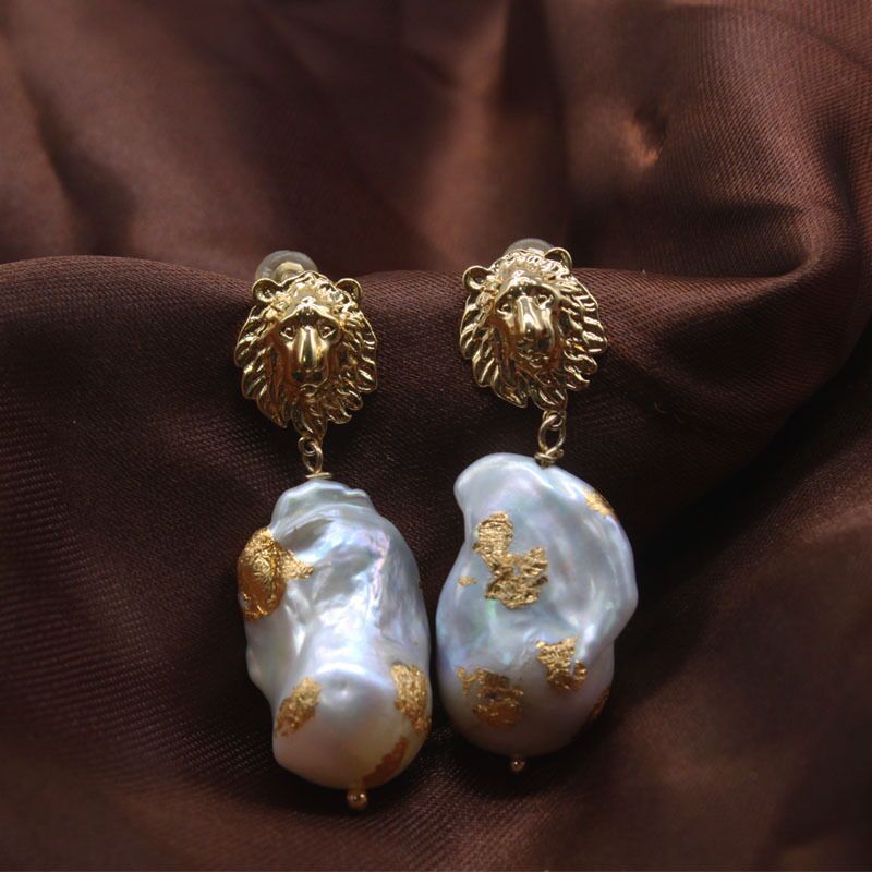ARS122 GOLDEN KING Baroque King Earrings